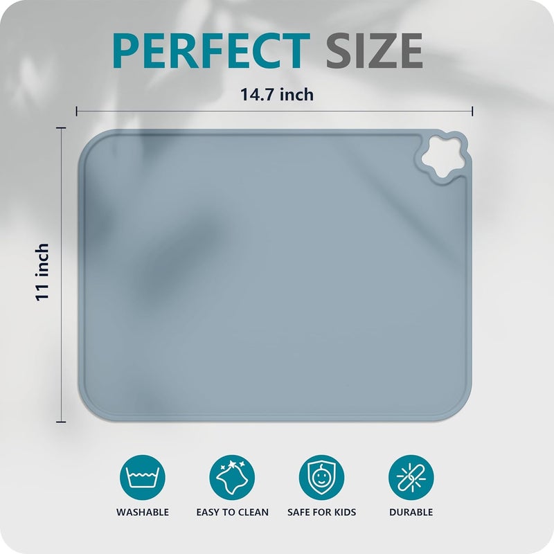 Cutebe Silicone Placemat for Toddles Kids Non-Slip Reusable Portable Kids Placemats for Dinning Table Heat Resistant Placemats, Baby Placemat Stain Resistant Silicone Mat for Dining Table 3 Pack - Image 2